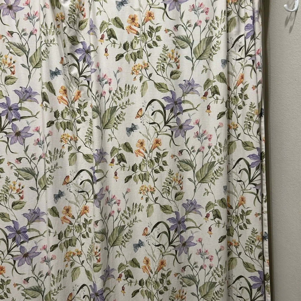 Linen/ cotton blend botanical shower curtain